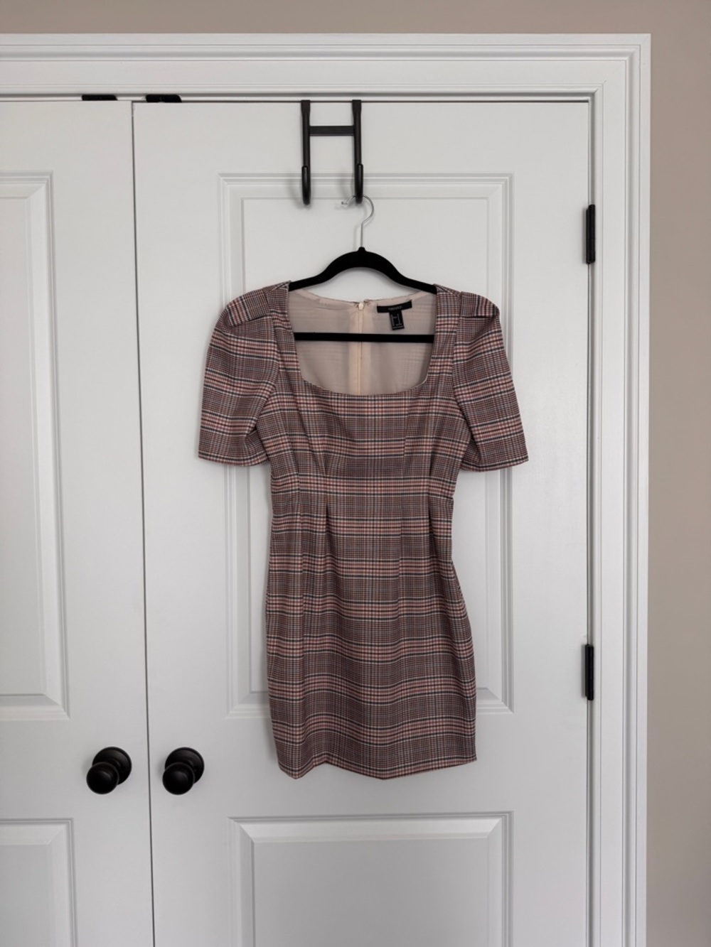 Forever 21 Pink Plaid Square Neck Mini Dress